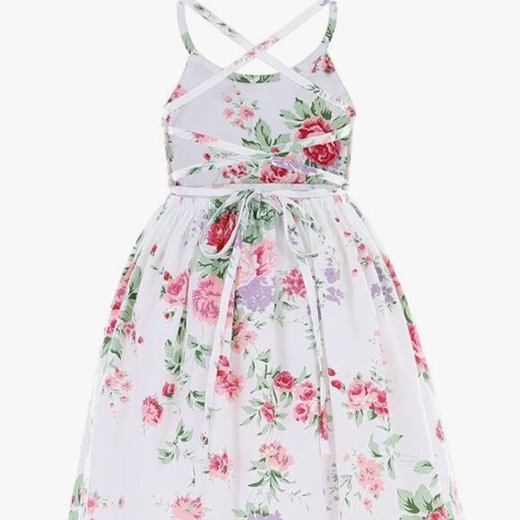 Somlatrecy Girls Floral Party Open Back Lace Up Dress: NWT SZ12(11-12years) Cute - Picture 1 of 10